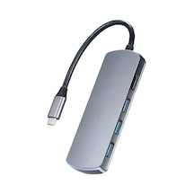 Type-c 8-in-1 Hub: 4k 30hz Hd, Pd 87w Şarj, Usb 3.0, Tf/sd Kart Okuyucu, 3.5mm Ses, Otg - Gri