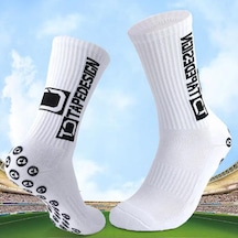 Kaydırmaz Silikon Tabanlı Pro Futbol Çorabı Havlu Taban Dikişsiz Beyaz