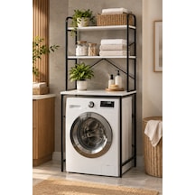 Sulorahome Çamaşır Makinesi Üstü Banyo Rafı - Siyah, 70 Cm