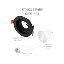 Cata Pars Spot Set 1 Adet Ct-5224 +1 Adet Ct-4212 Beyaz Işık + 1 Adet Ct-9263 Siyah