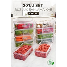Kitchen Life 20 Adet 2000 ML Kapaklı Derin Dondurucu Difriz Saklama Kabı -  Buzdolabı Düzenleyici Buzluk Erzak Kabı Şeffaf