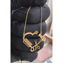 925 Ayar Gümüş 24 Ayar Altın Kaplama Harfli Kuaför Kolye Gold
