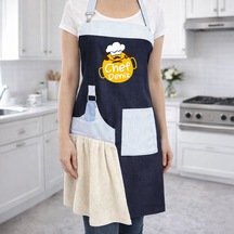 Bk Gift Kişiye Özel İsimli Pamuk Denim Havlu Detaylı Mutfak Önlüğü -7, Aşçı Ve Şef Önlüğü, Anneye  Kobitmeyencom36563 Bk Gift Renkli