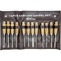 Rox Wood Ahşap Oyma Iskarpela Seti 12 Parça Metal Yüzüklü   Saplı