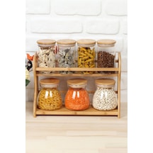 Bambu Standlı Cam Baharat Takımı Bambu Kapak 7'li Fma05078 Ahşap