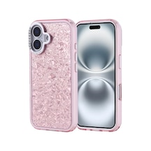 Spia Apple İphone 16 İle Uyumlu Kılıf Pembe Kapi Kapak Taşlı Apple İphone 16 İle Uyumlu, Pembe 50 x 22