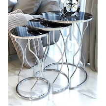 GEZEGEN GOLD MERMER DESEBLİ SİYAH CAM ZİGON SEHPA ,KIRILMAZ CAMLI ZİGON, GÜMÜŞ NİKEL KAPLAMA SEHPA Renk GÜMÜŞ