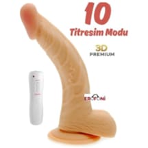Erofoni Ultra Süper Realistik 22 Cm Vantuzlu 10 Mod Titreşimli Su Geçirmez 3d Dildo Vibratör Penis