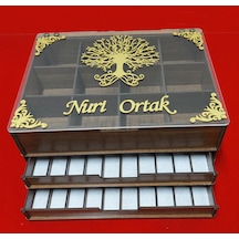 3 Katlı Tesbih Saat Ve Takı Kutusu Dolabı