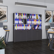 Kenzlife Klasör Dolabı Kilitli Gökbörü Gri 175 200 30 Klasörlük Kitaplık Ofis Arkalıksız Çok Renkli