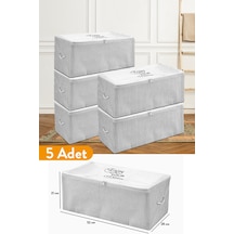 Serstil 5 Adet - Küçük Boy Baskı Detaylı Gri Çizgili Hurç 52 X 28 X 21 Cm
