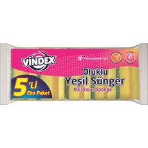 Vindex Klasik Yeşil Sünger Oluklu 5'Li