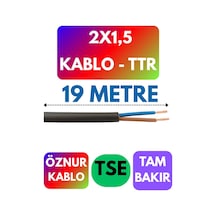 Öznur 2x1,5 Ttr Kablo Siyah Metre Seçenekli - 19 Metre