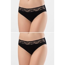 Türen Kadın Beli Dantelli Likralı 2'li Pamuklu Bikini Külot 001