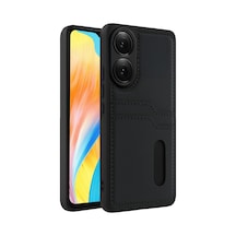 Newface - 706 - Oppo A38 Sara Kartvizitli Deri Kılıf - Kmrsfres - - Siyah Sıyah