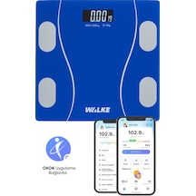 Walke Premium Uygulama Bağlantılı Akıllı Baskül Mavi