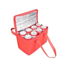 Kırmızı Taşınabilir İçecek Bira Alüminyum Folyo Yalıtım Soğutucu Çanta Öğle Yemeği Termal Paketi 28 14 17 Kırmızı