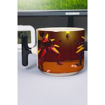 Ultrakill Baskılı Seramik Lüks Kupa 1 Adet T Şeklinde Özel Siyah Kulp Dalga Kulp V4t Çok Renkli