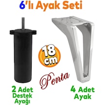 Penta 6'lı Set Mobilya Tv Ünitesi Çekyat Koltuk Kanepe Destek Ayağı 18 Cm Krom Ayak M8 Civatalı