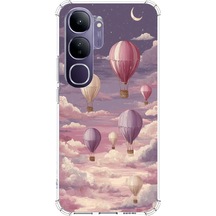 Vivo V40 Lite Uyumlu Mor Gökyüzü Ve Uçan Balon Baskılı Silikon Kılıf Renkli