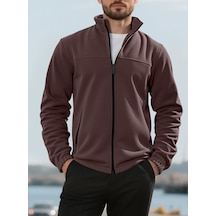 Yeni Avrupa Boyutu Ceket Amerikan Tarzı Sonbahar Ve Kış Artı Kadife Kalınlaşmış Polar Polar Standı Yaka Kazak Kahverengi