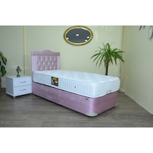 Baza TayTüyü PEMBE Model Silinir Kapitone başlık Metal Fırın Boya Ortopedik Yatak 90*190cm El Yapım