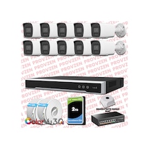 Provzen Hikvision 10 Kameralı 4mp Ip Colorvu 3.0 Güvenlik Sistemi Aı İnsan Araç Algılama Mikrofon Ve Işıklı Alarm