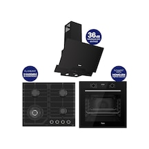 Flowart Digital Asimetrik QBL63CS+NT025-WFA+D063-SA Siyah Cam Ankastre Set
