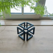 Siyah İmkansız Geometrik Optik İllüzyon Küpü - Modern Sanat Heykeli, Tasarım Geometrik Masaüstü Dekor Süsü, Ofis Ve Ev Aksesuarı, Yaratıcı Hediye