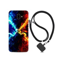 Samsung Uyumlu Galaxy J6 Plus Kılıf Ipli Askılı Red Blue Leon 1714