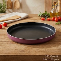 3lü Granit Pizza Tepsisi Seti - Mürdüm Mürdüm