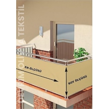 Devrim Olivya Tekstil Kahve-krem Renk Dört Tarafı Bağcıklı Balkon Demiri Perdesi Kahverengi - Krem