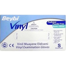 Beybi Vinill Eldiven Pudrasız Small Beden Pudrasız Muayene Eldiveni 100 Lü