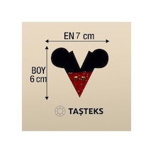 Taşlı Ütülenebilen Veya Sticker Olarak Kullanılabilen ' Mickey V ' Harfi