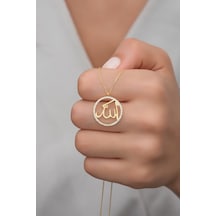 925 Ayar Gümüş Gold Allah Lafzı Kolye