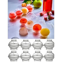 2'li Set 4'lü Küre Buz Topu Kalıbı Yuvarlak İçecek Buz Topu Dondurucu Buzluk Saklama Kabı Bhl Plasti Diğer