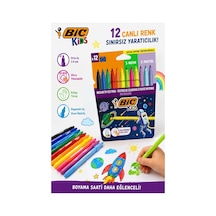 Keçeli Kalem 12 Renk 1 Paket Bic Couleur 12 Li Keçeli Kalem Canlı Renkler Pastel Ve Neon Renkler Yıkanabilir Kaliteli