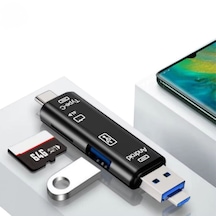 Go İthalat 5 İn 1 Çok Fonksiyonlu Usb 2.0 Micro Sd Kart Okuyucu - Usb/micro Usb/type-c Çıkışlı, Otg