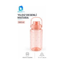 Yıldız Desenli Matara 900 Ml Taşıma Kulplu Kapaklı Su Şişesi Cok Renkli