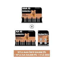 Duracell 10x AA - 10x AAA - 4x 2032 Lityum Düğme Pil Seti