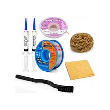Lehim Seti 0,8 Mm 40 Gr Lehim Teli 2 Li Flux Cp-2015 Lehim Emme Teli Fırça Ve Havya Ucu Temizleme Set St349