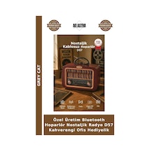 Özel Üretim Bluetooth Hoparlör Nostaljik Radyo D57 Kahverengi Ofis Hediyelik