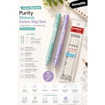 Pastel Mor Ve Yeşil Purity Mekanik Kalem Silgi Seti 3.8 Mm 2 Adet Silgi Kalemi + 3 Lü Silgi Yedeği