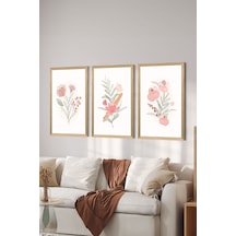 3 Parça Ahşap Çerçeve Görünümlü Mdf Poster Tablo Seti - Set 100 - Mdf3dsohoset100