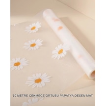 10 Metre Papatya Desenli Kolay Temizlenebilir Çekmece Matı Açık Gri