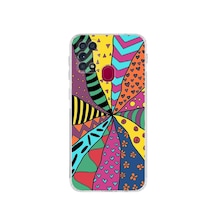 Samsung Galaxy M31 İle Uyumlu Retro Color 4 Kamera Korumalı Şeffaf Kılıf Şeffaf