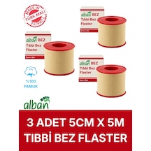 Bez Flaster 5 Cm X 5 M, 3 Kutulu Set, Pamuklu Medikal Sabitleme Bandı Tekli Rulo
