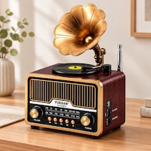 Retro Gramofon Radyo Bluetooth Usb Şarjlı Am/fm/sw 70749845