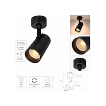 GU10 Duylu Siyah Aplik Spot – 3000K Günışığı 4,5W Ampul Dahil, Ayarlanabilir Başlık, Modern Tavan ve Duvar Aydınlatma Armatürü