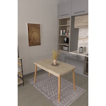 Vilinze Avanos Ahşap Açılır Kapanır Mdf Traverten Mutfak Masası - 70x120+30 Cm